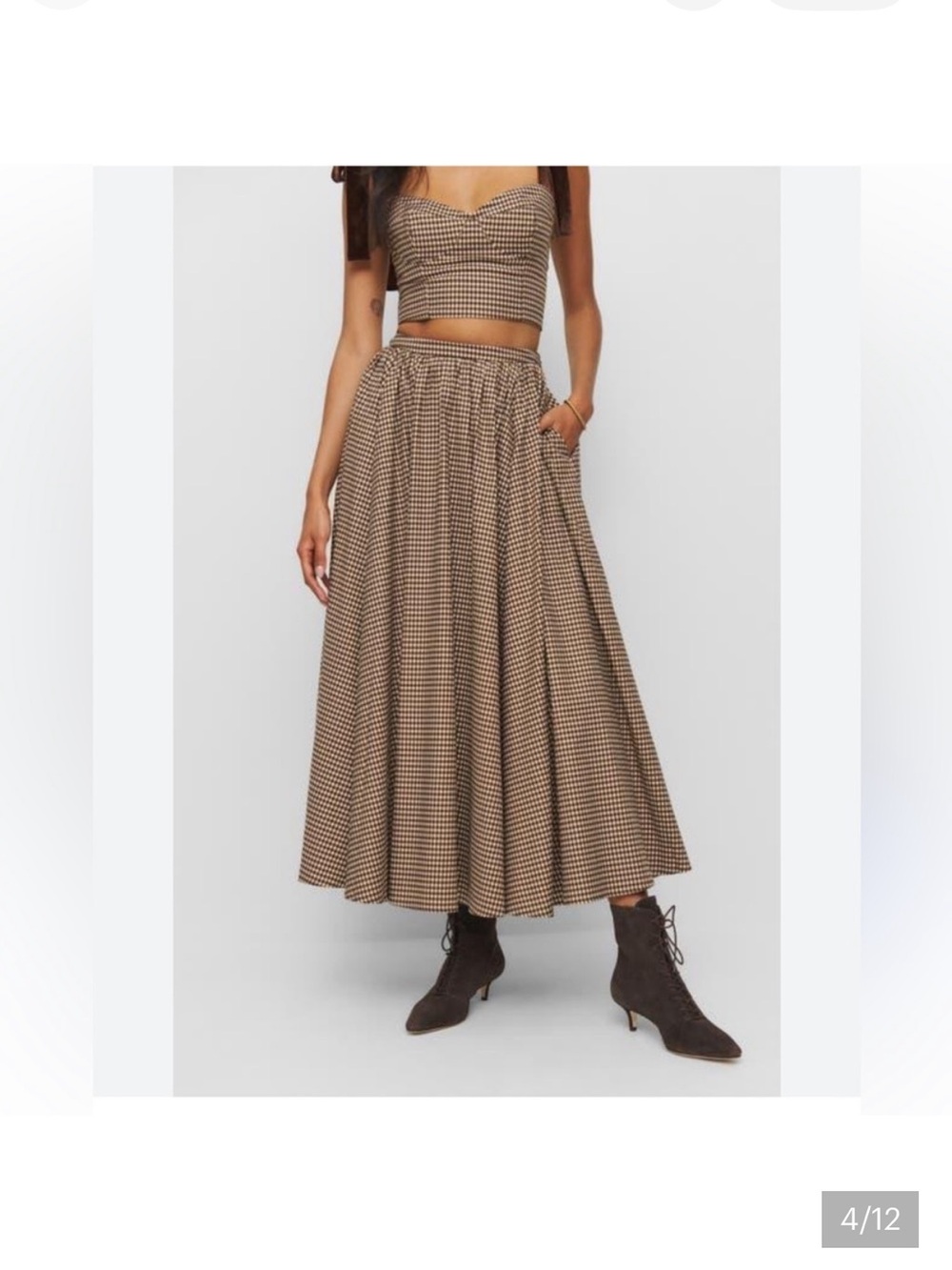 Reformation X Kacey Musgraves Magnolia Two Piece Set Crop Top/Skirt - 4 - Picture 4 of 12
